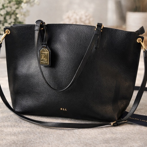 Lauren Ralph Lauren Black Leather Tote Bag – Like New - Picture 3 of 17